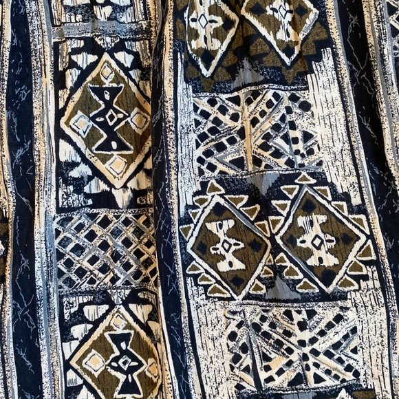 Vintage Alfred Dunner Black and Tan Tribal Print A-Line Skirt - Picture 3 of 7